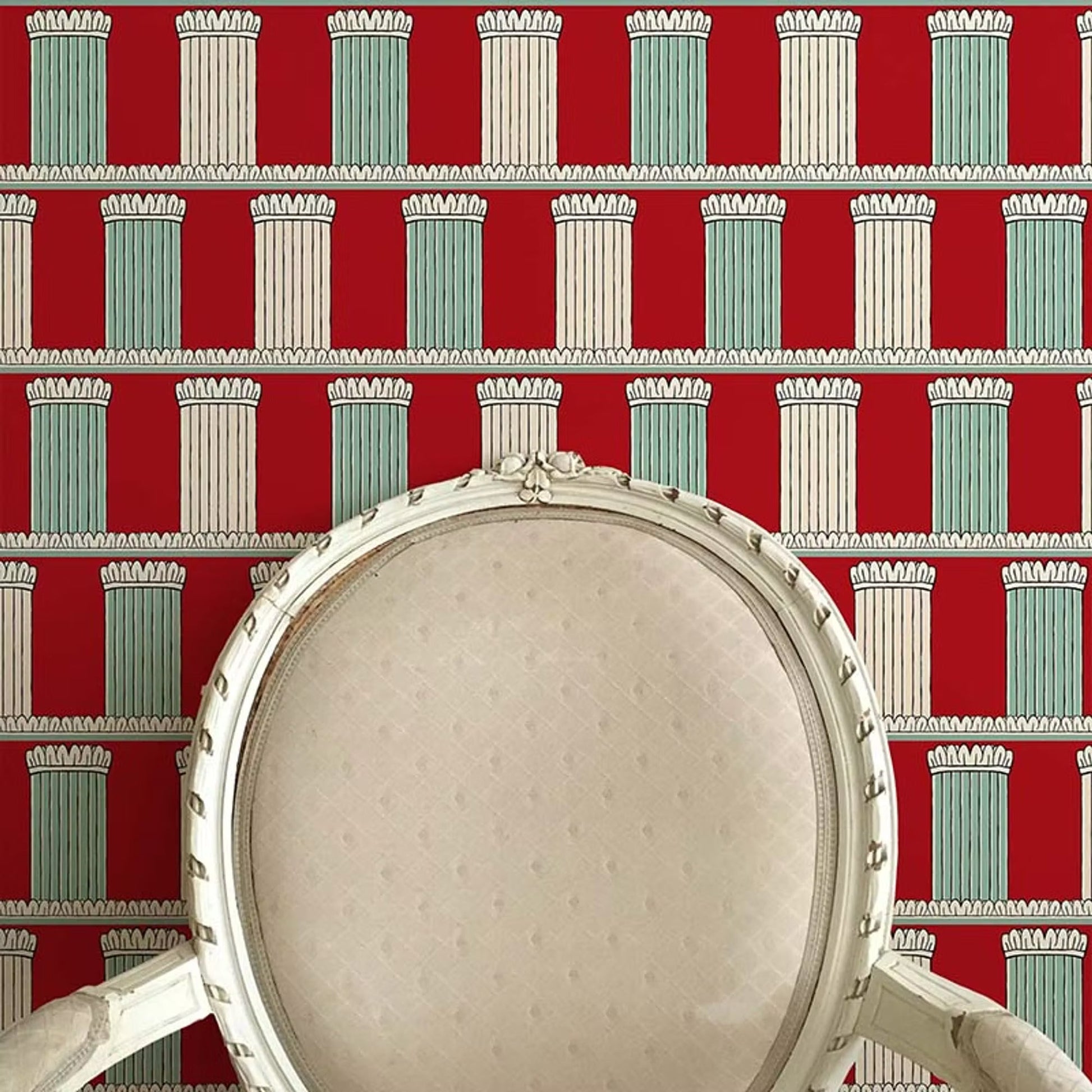Pillars Wallpaper - Red - Ottoline - W/PIL/101/4 - Premier Wallcovering