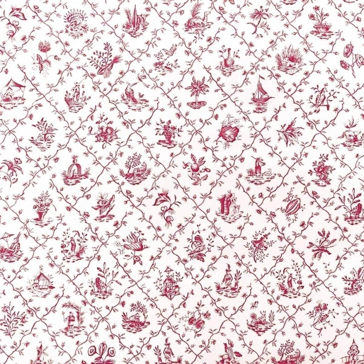 Pillement Wallpaper - Red - Charles Burger - BUR 2233 - 002 - Premier Wallcovering