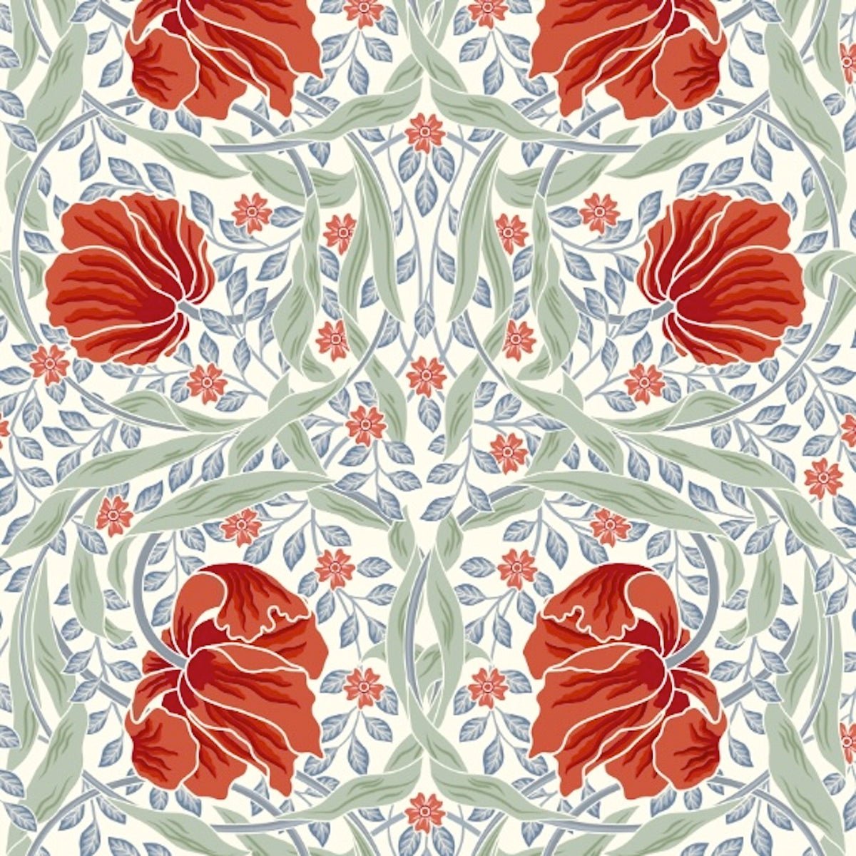 Morris Collections - 1070 - Pimpernel Wallpaper - Strawberry Red - Premier Wallcovering
