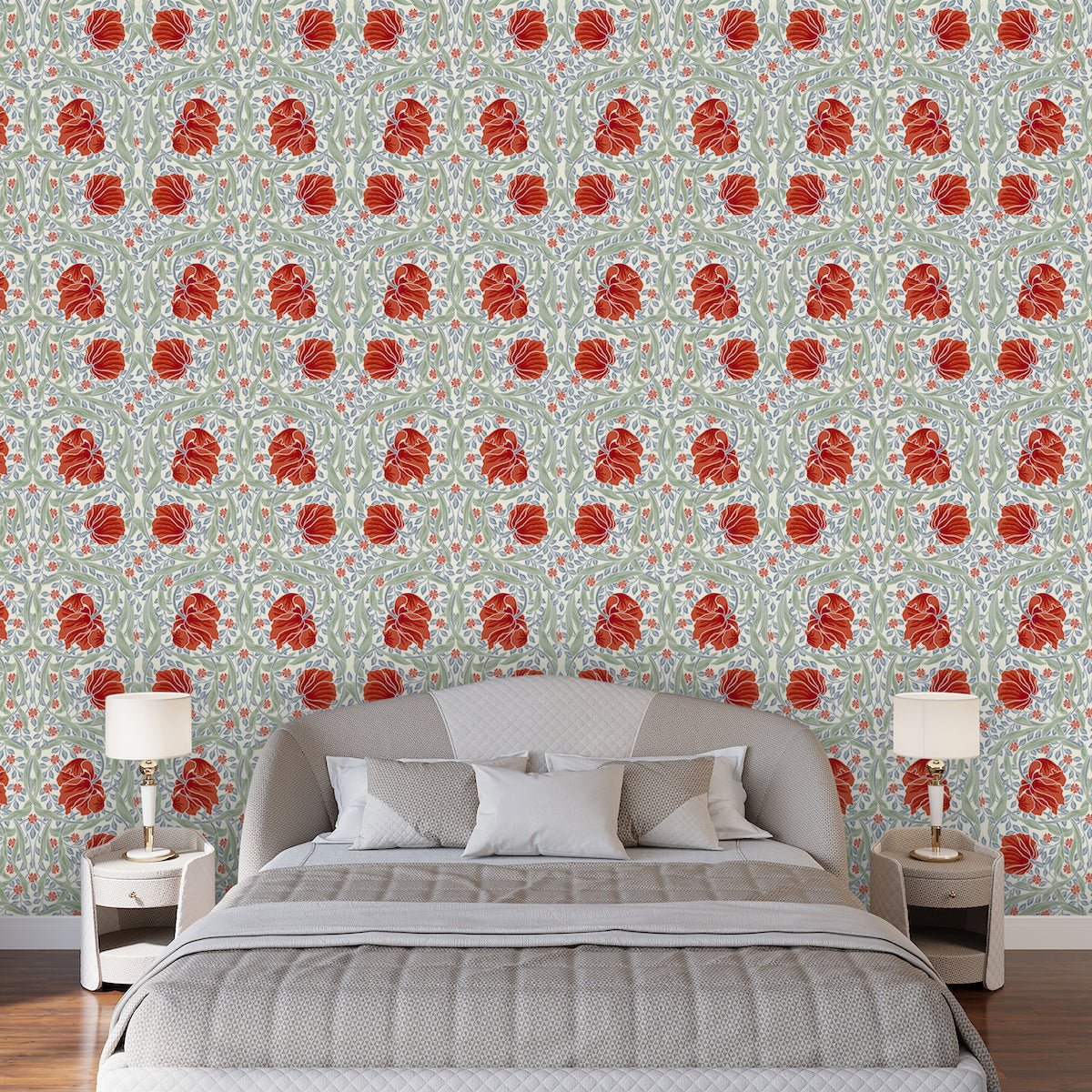 Morris Collections - 1070 - Pimpernel Wallpaper - Strawberry Red - Premier Wallcovering