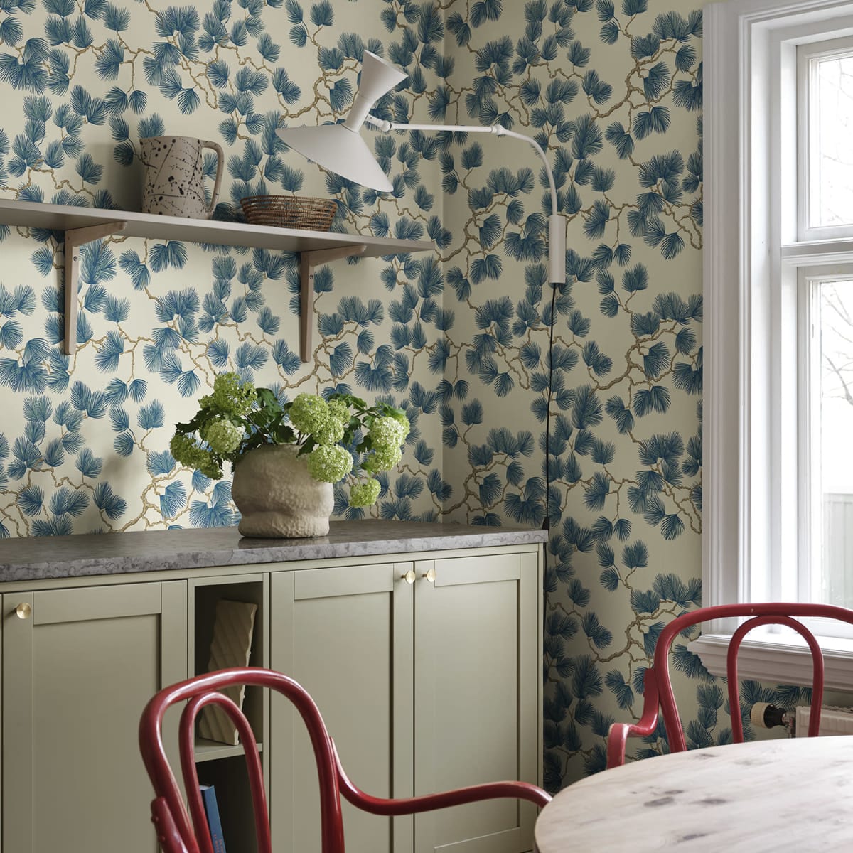 Pine Wallpaper - Blue - Sandberg - S10327 - Premier Wallcovering
