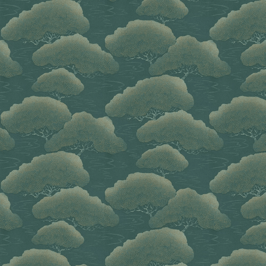 Pine Wallpaper - Blue Green / Gold - Little Greene - 275PIBLUEP - Premier Wallcovering