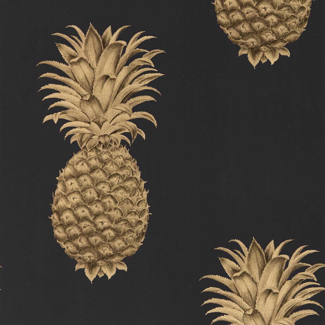 Pineapple Royale Wallpaper - Graphite/Gold - Sanderson - DART216326 - Premier Wallcovering