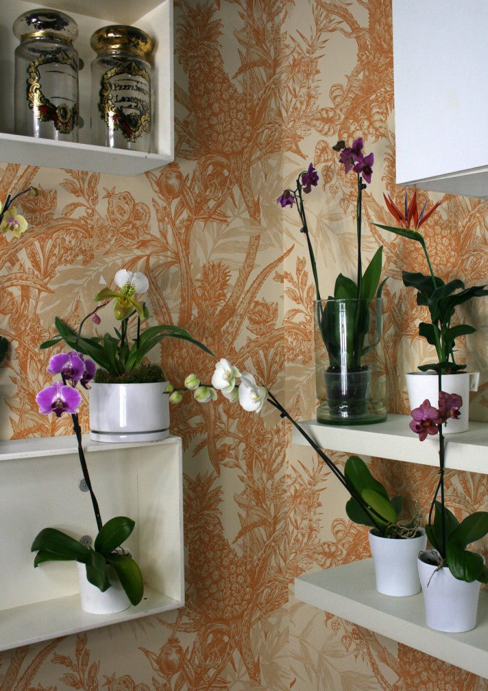 Pineapple Wallpaper - Oranges on Cream - Timorous Beasties - HS/PINE/4004/06 - Premier Wallcovering