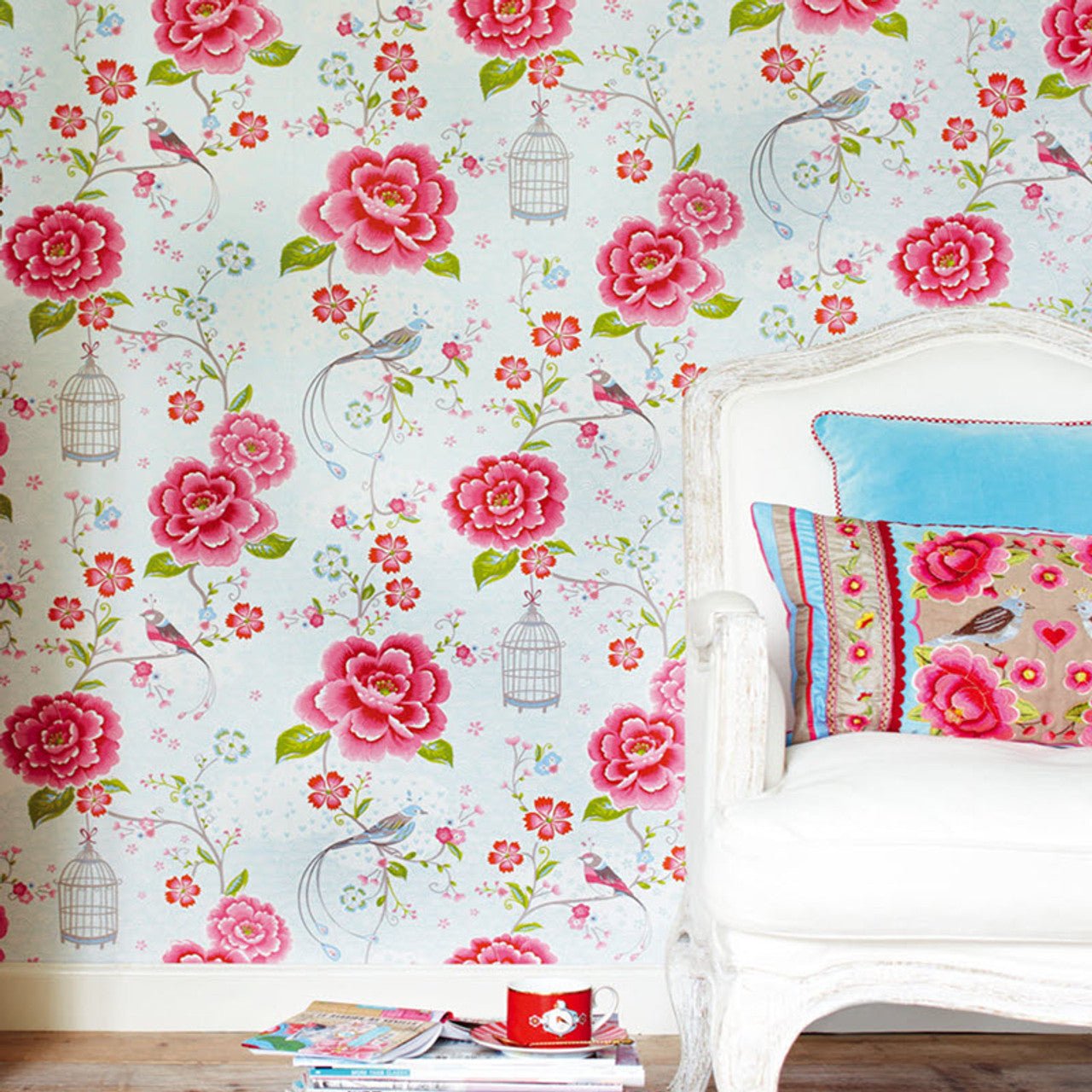 Pip Studio 5 Birds in Paradise Wallpaper - White - Eijffinger - 300161 - Premier Wallcovering