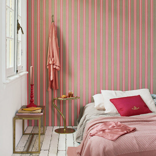 Pip Studio 5 Blurred Lines Wallpaper - Khaki/ Pink - Eijffinger - 300131 - Premier Wallcovering