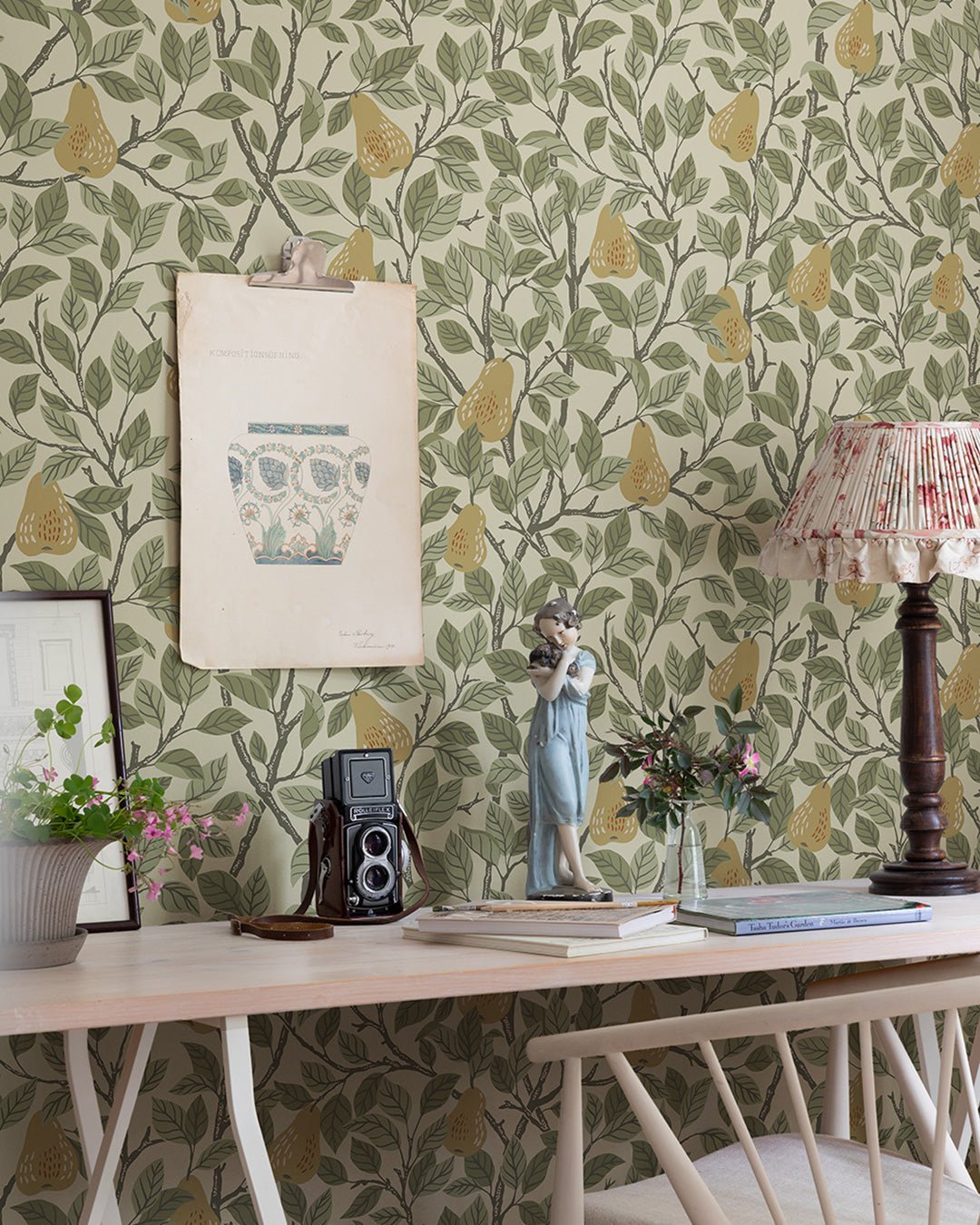 Pirum Wallpaper - Green / Beige - Midbec - 13102 - Premier Wallcovering