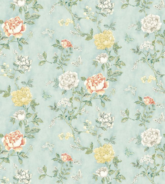 Pivoine Wallpaper - Aqua - Madeaux - W2100 - 01 - Premier Wallcovering