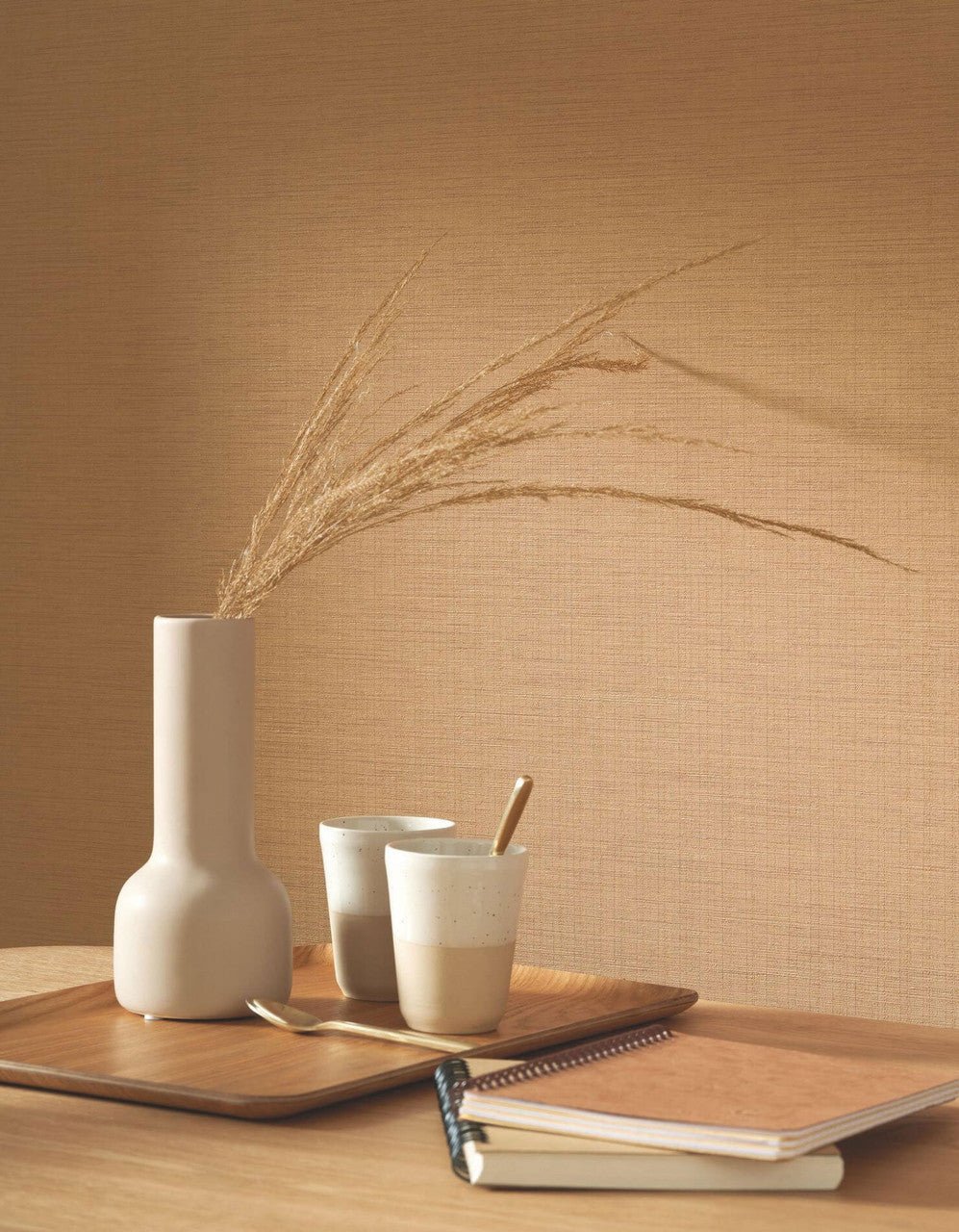 Plain Tissage Wallpaper - Caramel - Casadeco - 85842323 - Premier Wallcovering