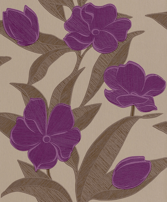 Plaisir Purple Floral Wallpaper - Purple - Rasch - 788129 - Premier Wallcovering