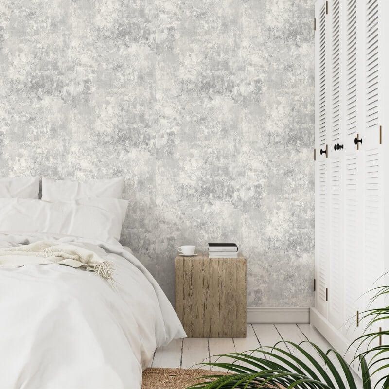 Plaster Concrete Effect Wallpaper - Light Grey - Grandeco - 170802 - Premier Wallcovering