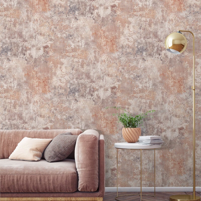 Plaster Concrete Effect Wallpaper - Blush - Grandeco - 170805 - Premier Wallcovering