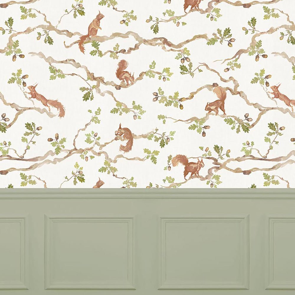 Playful Squirrel Wallpaper - Cream - Voyage Maison - PLAYFUL/WPO/CRE - Premier Wallcovering