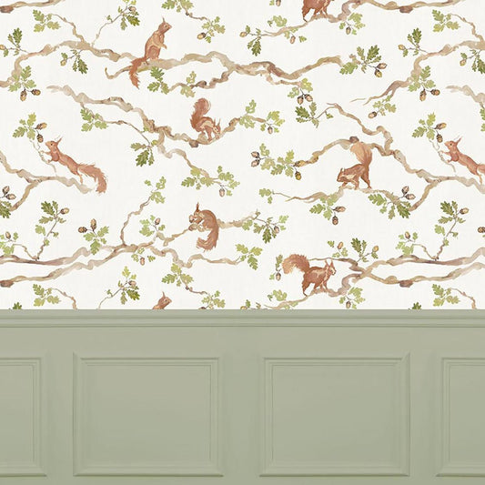Playful Squirrel Wallpaper - Cream - Voyage Maison - PLAYFUL/WPO/CRE - Premier Wallcovering