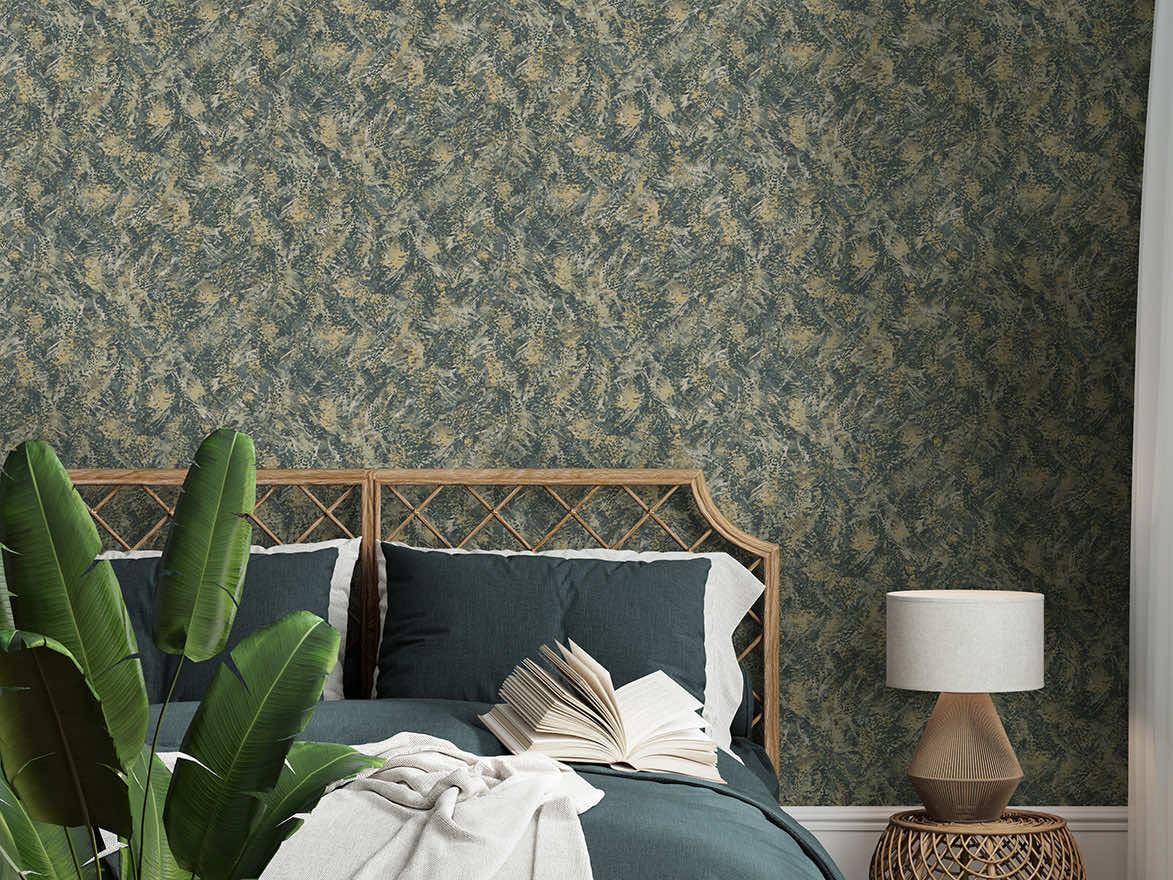 Pluma Wallpaper - Teal / Gold - Holden Décor - 36341 - Premier Wallcovering