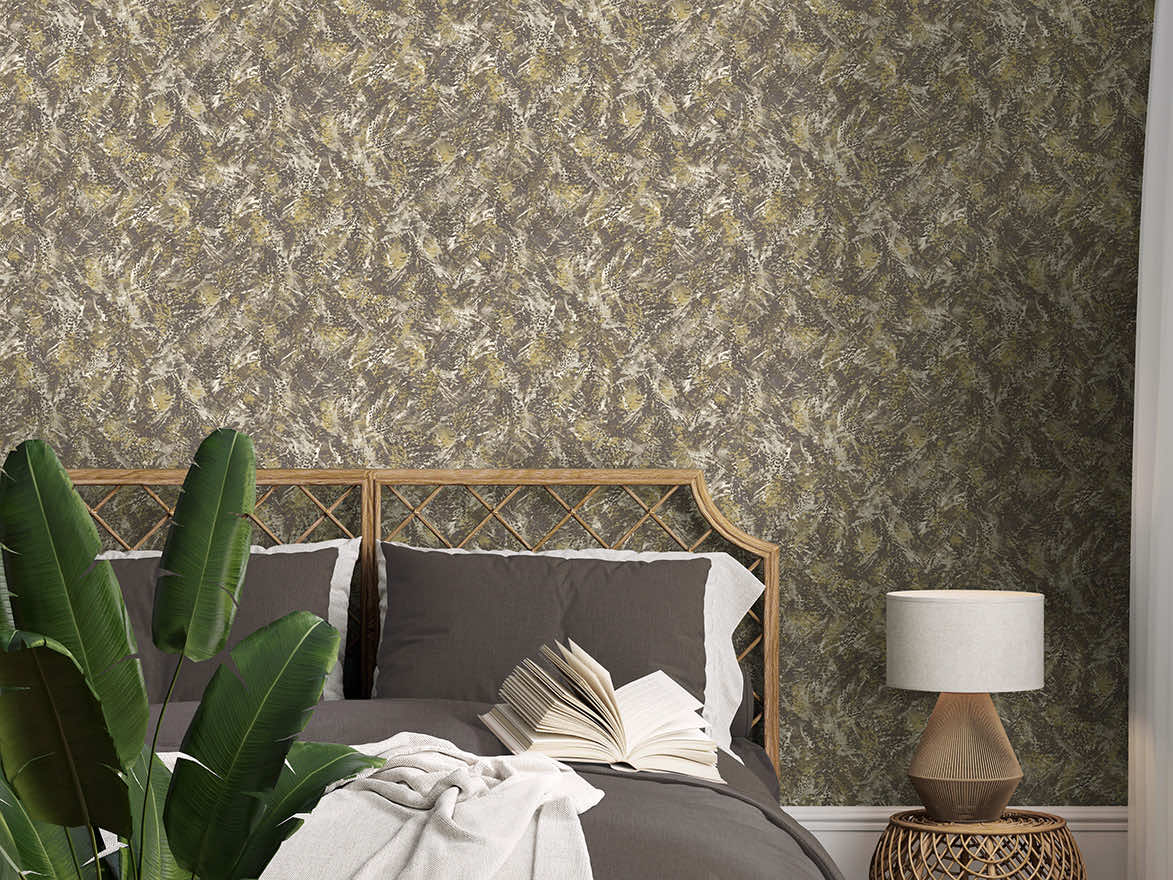 Pluma Wallpaper - Chocolate / Gold - Holden Décor - 36342 - Premier Wallcovering