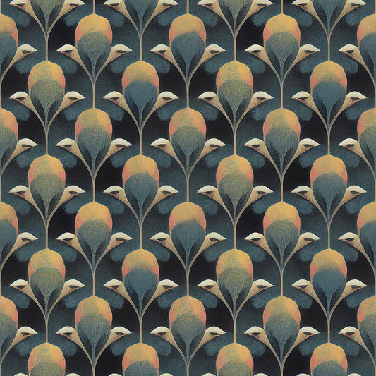 Plume de Paon Wallpaper - Rustic Green, Ochre and Teal - LAN100183 - Lucie Annabel - Premier Wallcovering