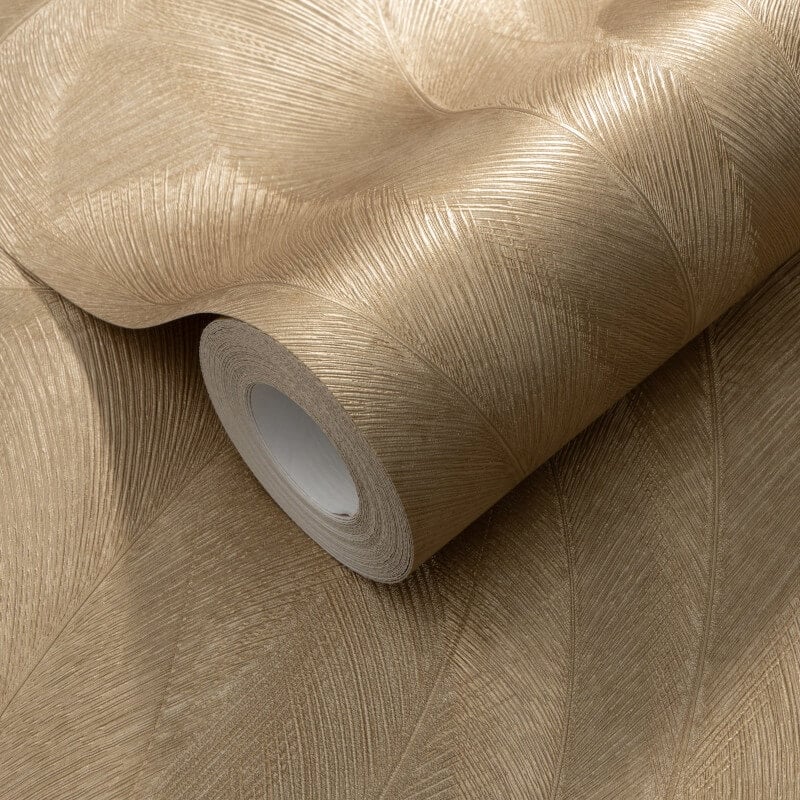 Plume Leaf Metallic Wallpaper - Gold - Erismann - 10476 - 30 - Premier Wallcovering