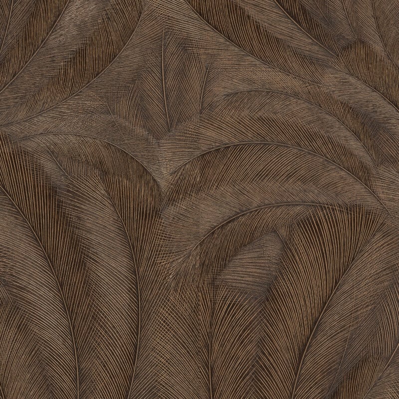 Plume Leaf Metallic Wallpaper - Brown - Erismann - 10476 - 48 - Premier Wallcovering