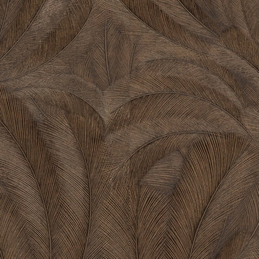 Plume Leaf Metallic Wallpaper - Brown - Erismann - 10476 - 48 - Premier Wallcovering