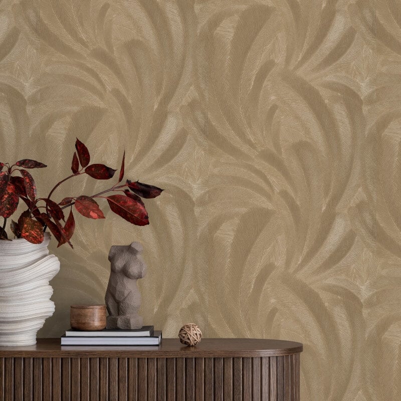 Plume Leaf Metallic Wallpaper - Gold - Erismann - 10476 - 30 - Premier Wallcovering