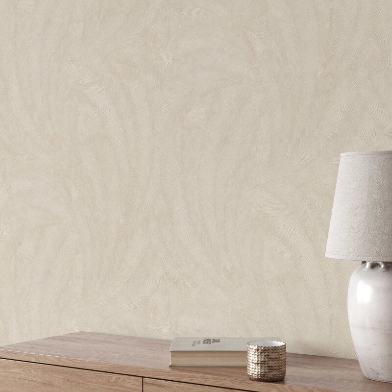 Plume Leaf Metallic Wallpaper - Beige - Erismann - 10476 - 02 - Premier Wallcovering