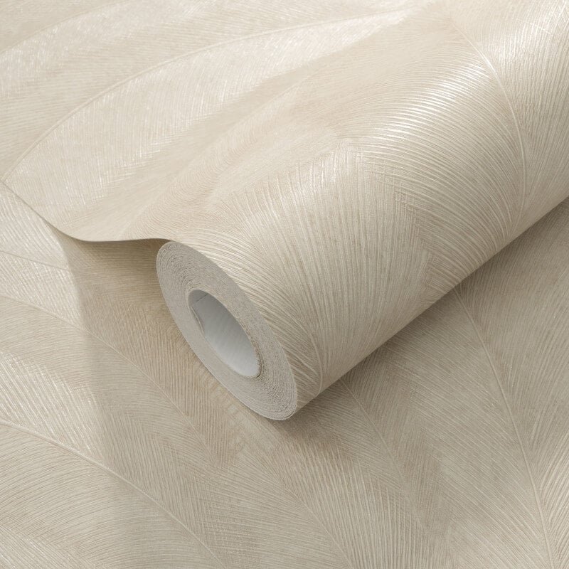 Plume Leaf Metallic Wallpaper - Beige - Erismann - 10476 - 02 - Premier Wallcovering
