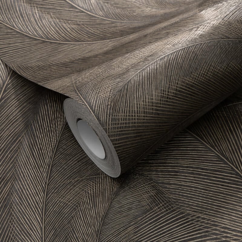 Plume Leaf Metallic Wallpaper - Brown/Bronze - Erismann - 10476 - 47 - Premier Wallcovering