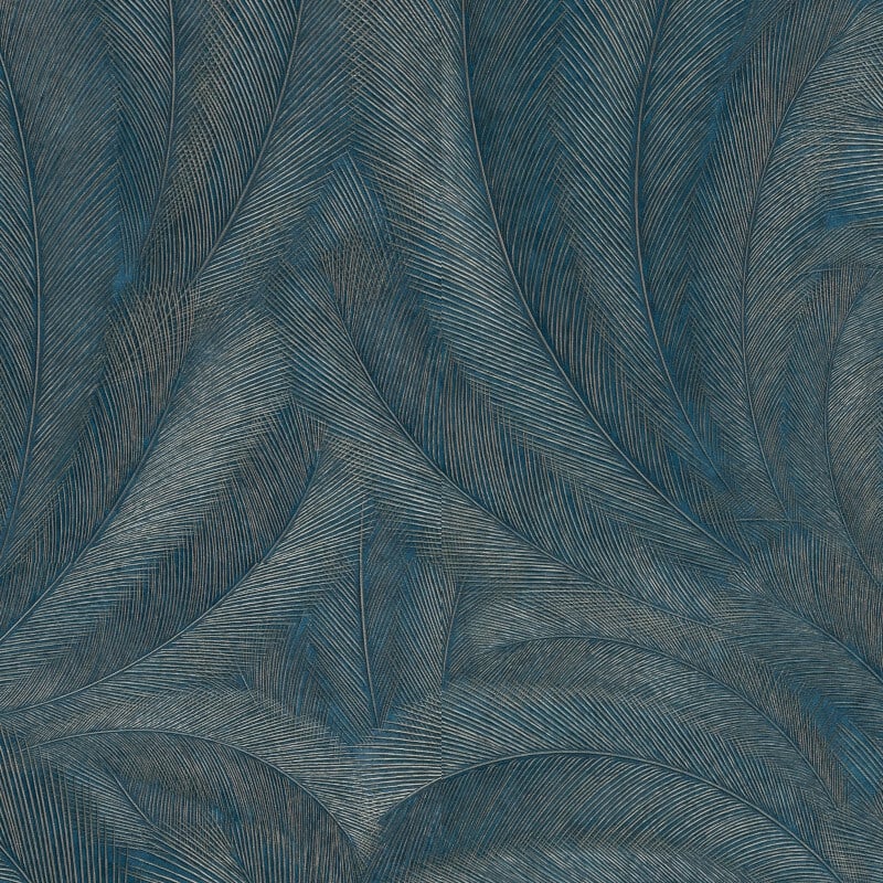 Plume Leaf Metallic Wallpaper - Teal/Gold - Erismann - 10476 - 19 - Premier Wallcovering