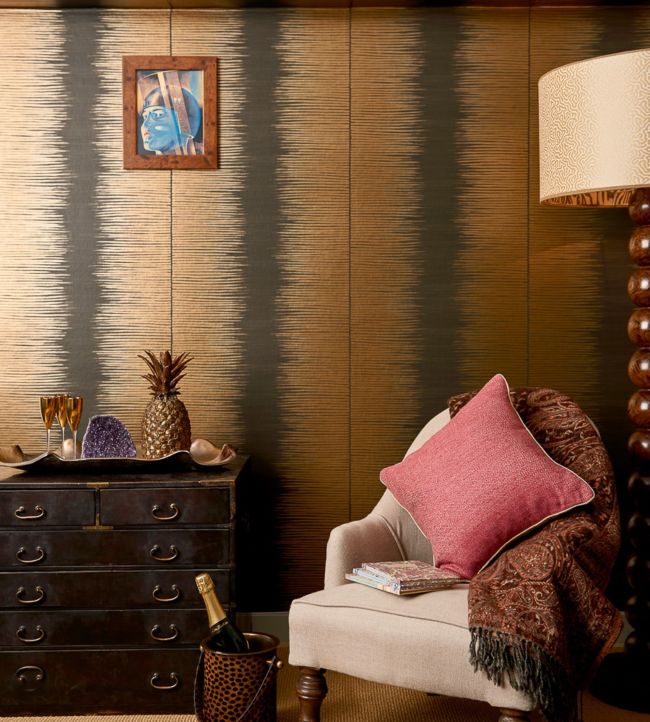 Plume Wallpaper - Metallic Bronze on Soot - 107/3016 - Cole & Son - Premier Wallcovering