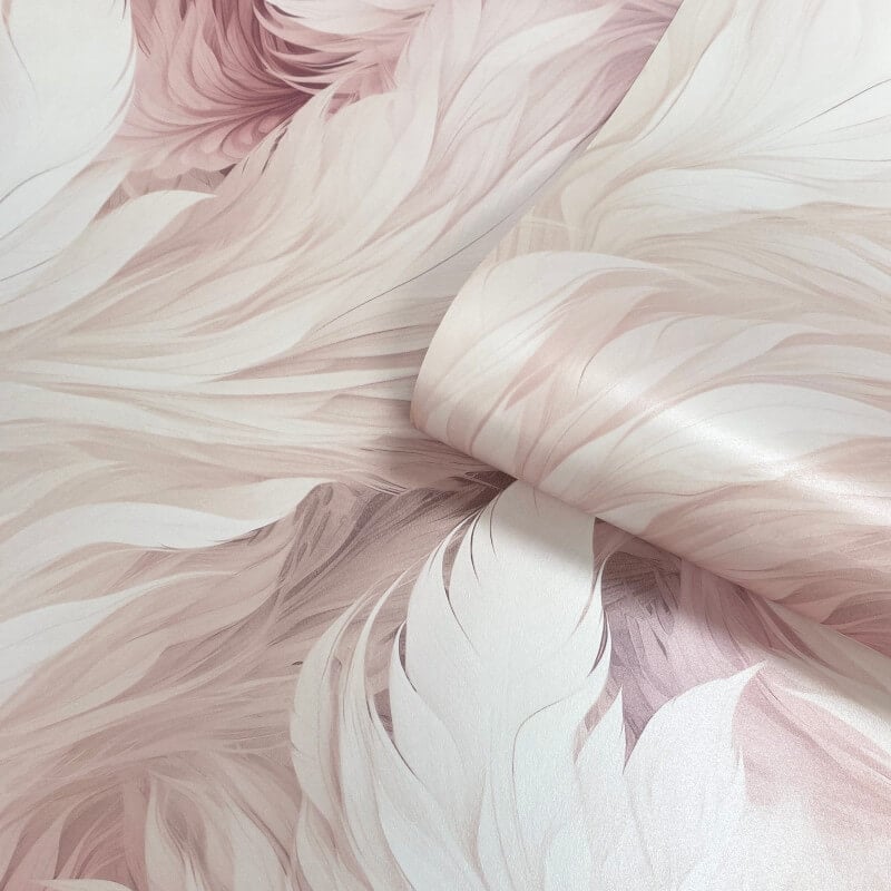 Plumes Feather Wallpaper - Blush - Muriva - 217504 - Premier Wallcovering