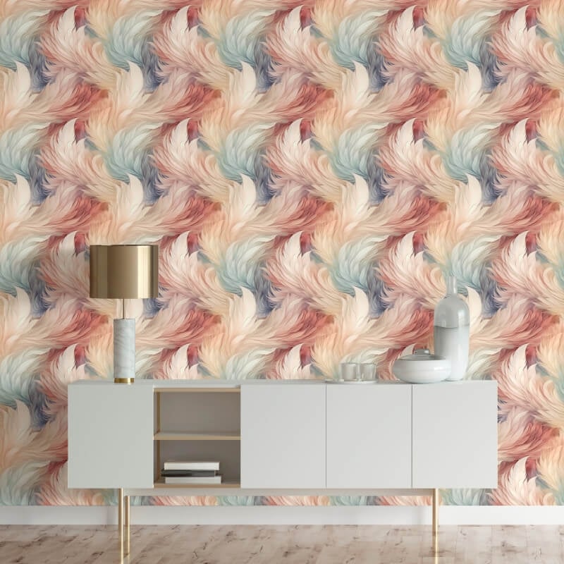 Plumes Feather Wallpaper - Multicoloured - Muriva - 217501 - Premier Wallcovering