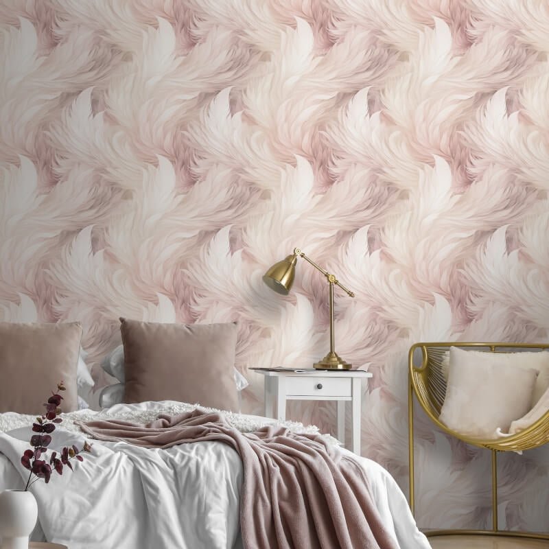 Plumes Feather Wallpaper - Blush - Muriva - 217504 - Premier Wallcovering