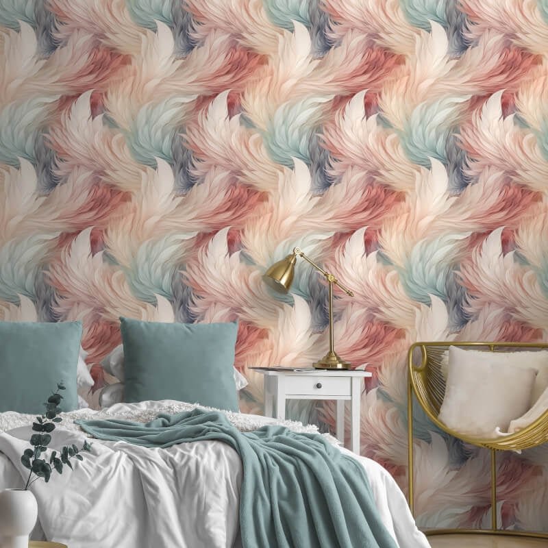Plumes Feather Wallpaper - Multicoloured - Muriva - 217501 - Premier Wallcovering