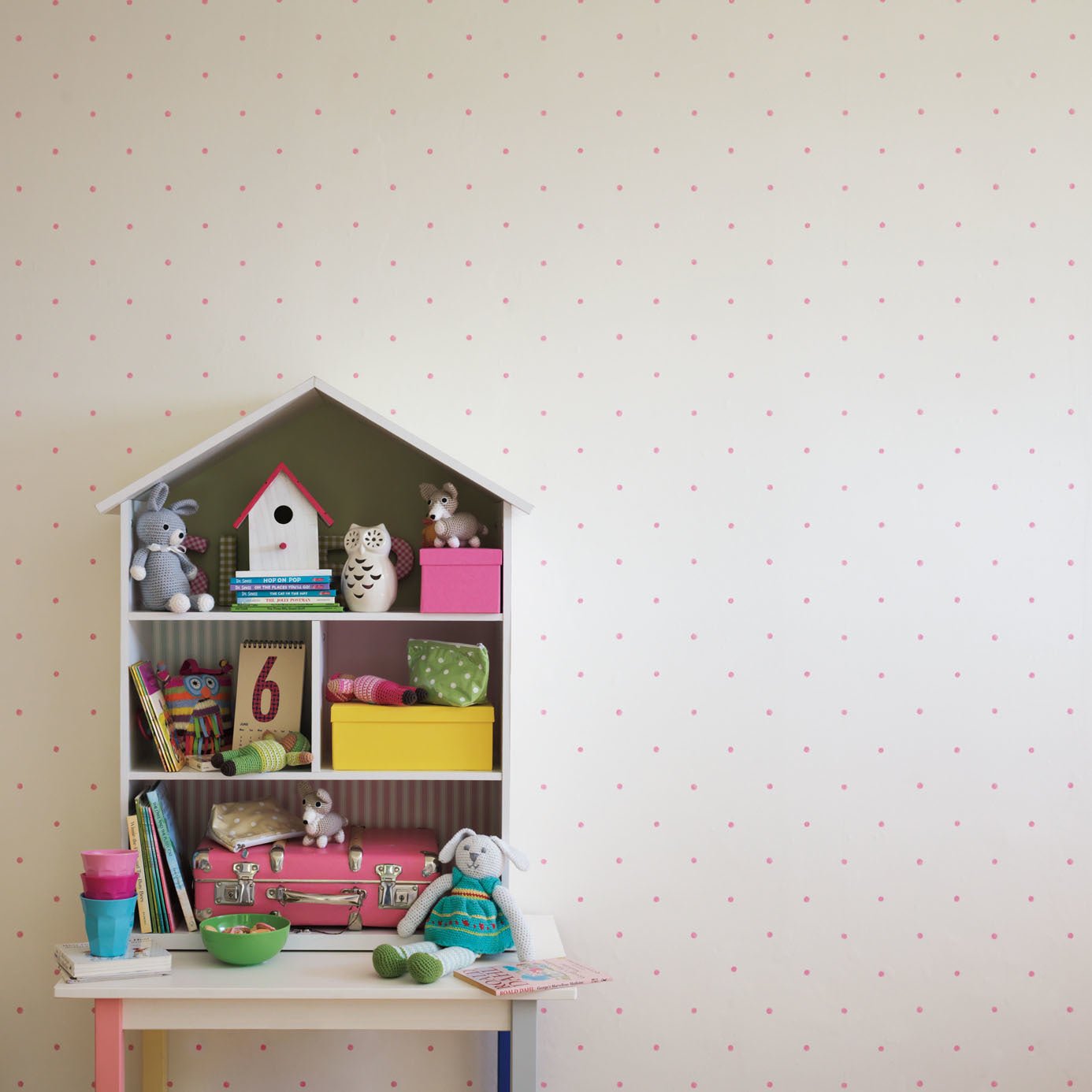 Polka Wallpaper - Pink/Cream - Sanderson - DLIT214049 - Premier Wallcovering