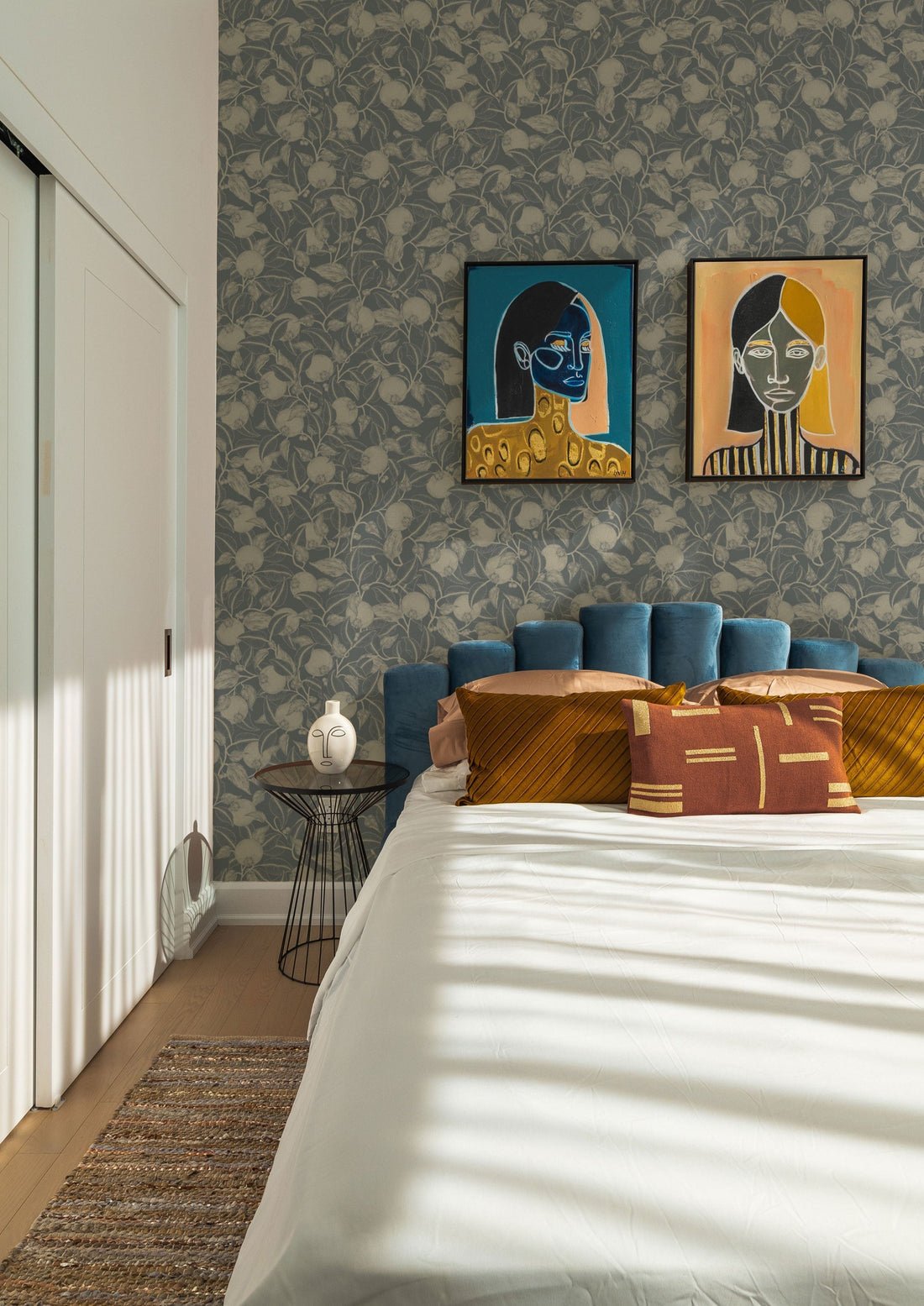Pomegranate Wallpaper - Dark Teal - Summer Gray - Premier Wallcovering