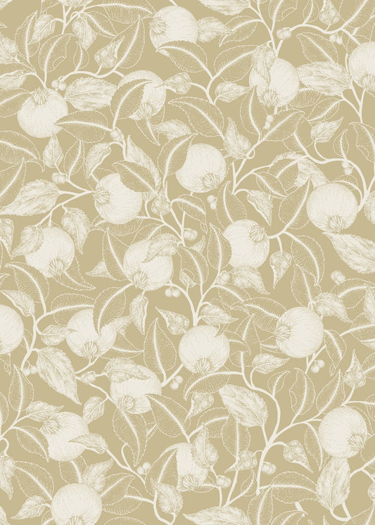 Pomegranate Floral Wallpaper - Gold - Summer Gray - Premier Wallcovering