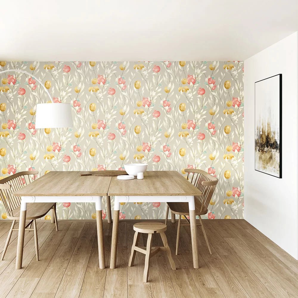 Pomegranate Trail Wallpaper - Parchment - Ohpopsi - LBK50108W - Premier Wallcovering