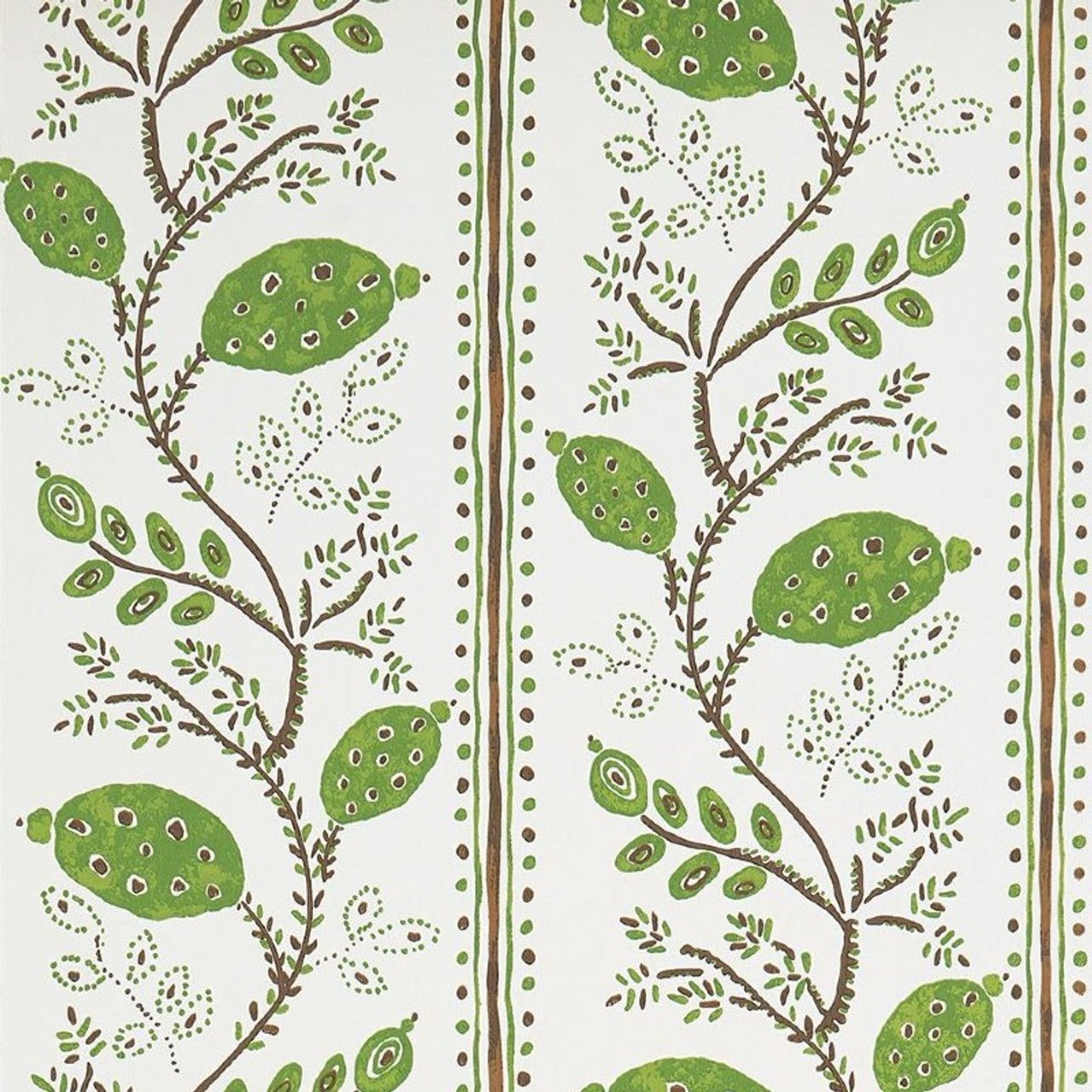 Pomegranate Trail Wallpaper - Green/Brown - Nina Campbell - NCW4390-03 - Premier Wallcovering