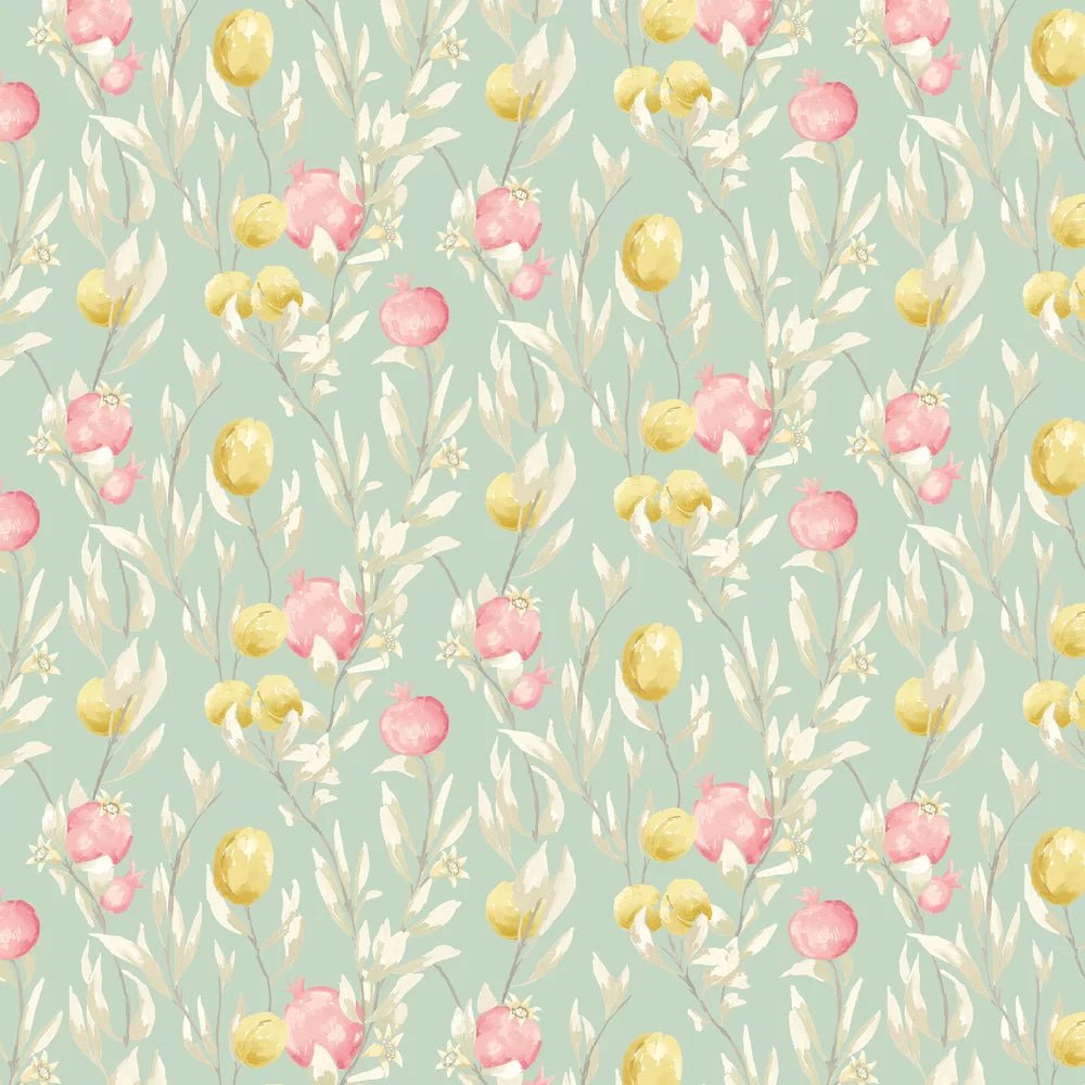 Pomegranate Trail Wallpaper - Seafoam - Ohpopsi - LBK50150W - Premier Wallcovering