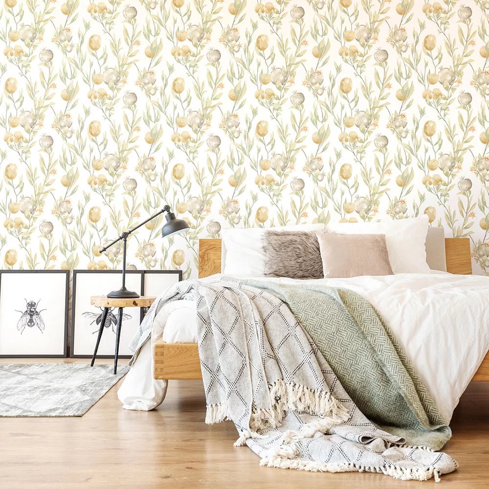 Pomegranate Trail Wallpaper - Linen Mix - Ohpopsi - LBK50101W - Premier Wallcovering