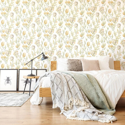 Pomegranate Trail Wallpaper - Linen Mix - Ohpopsi - LBK50101W - Premier Wallcovering