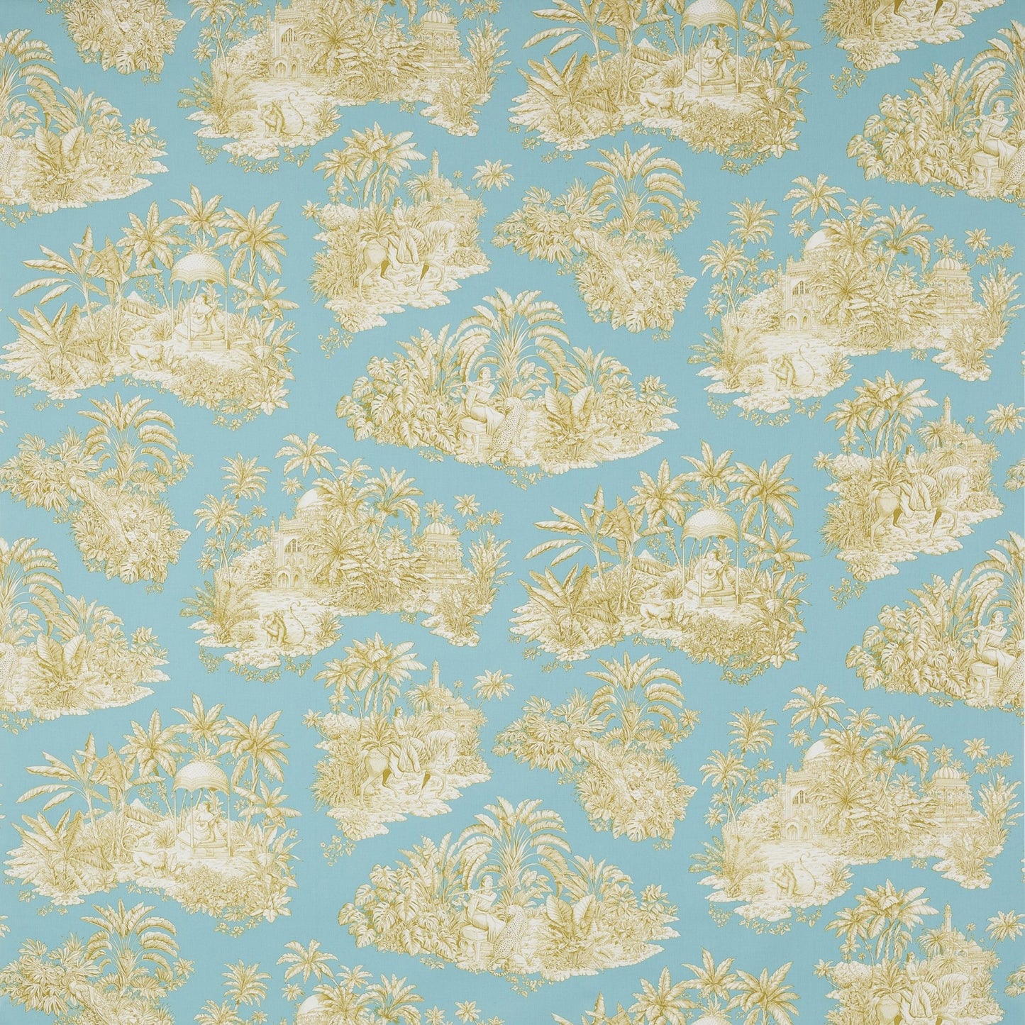 Pondichery Fabric - Aigue Marine - Manuel Canovas - M4078-02 - Premier Wallcovering