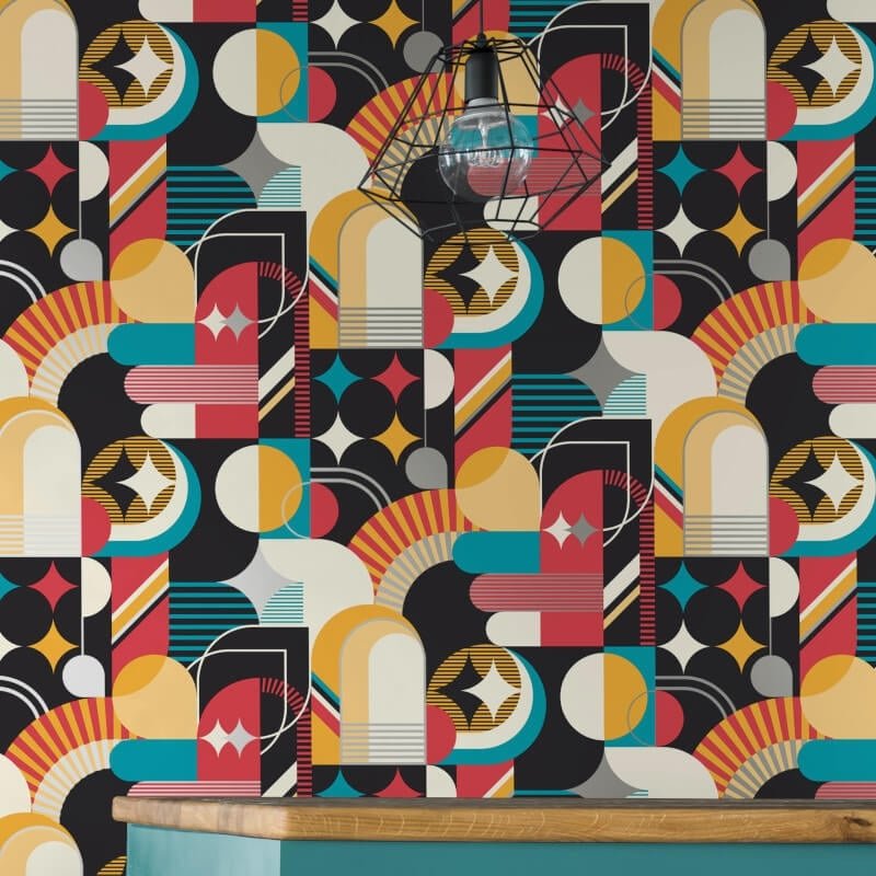 Pop Carnival Geo Metallic Wallpaper - Multi - Muriva - M47402 - Premier Wallcovering
