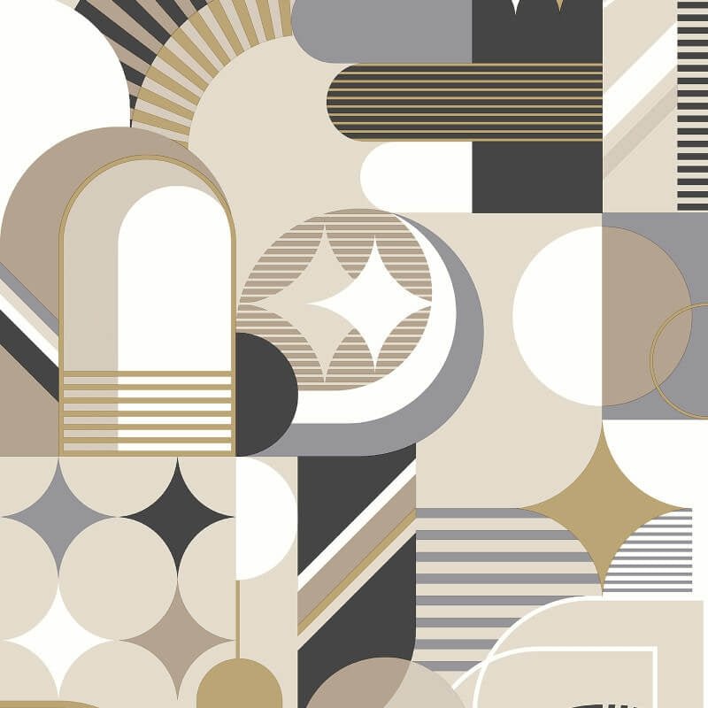 Pop Carnival Geo Metallic Wallpaper - Taupe - Muriva - M47407 - Premier Wallcovering