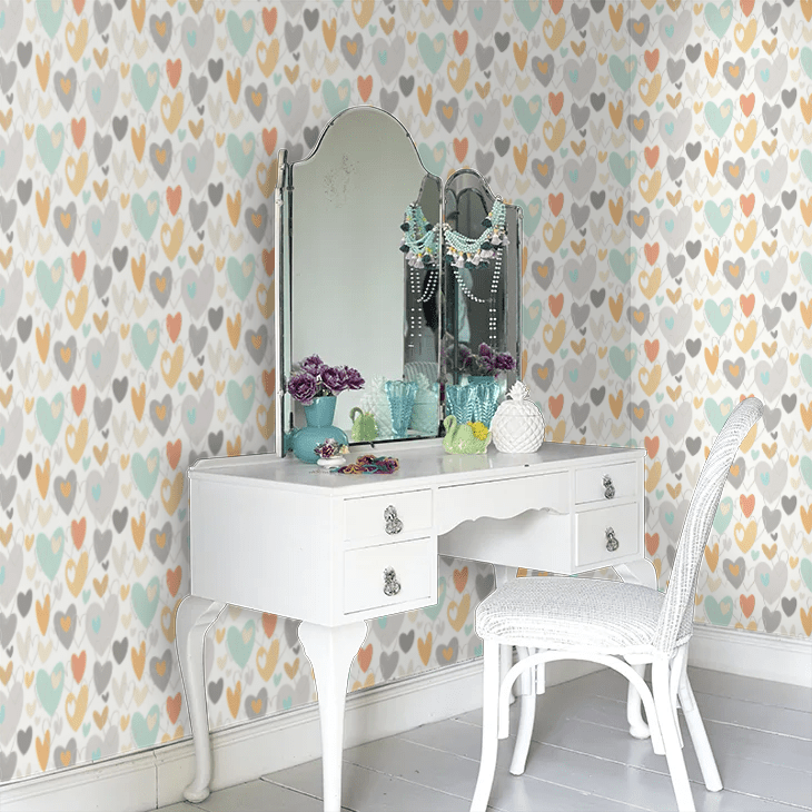 Pop Hearts Wallpaper - Honey Mallow - Ohpopsi - WGU50138W - Premier Wallcovering