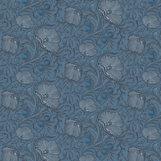 Poppy Trail Wallpaper - Air Force Blue - Little Greene - 0263PTAIRFO - Premier Wallcovering