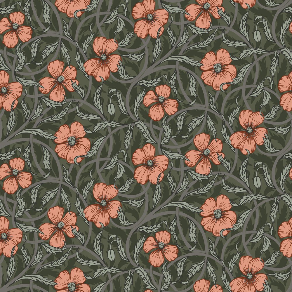 Poppy Wallpaper - Forest Green - Midbec - 28028 - Premier Wallcovering