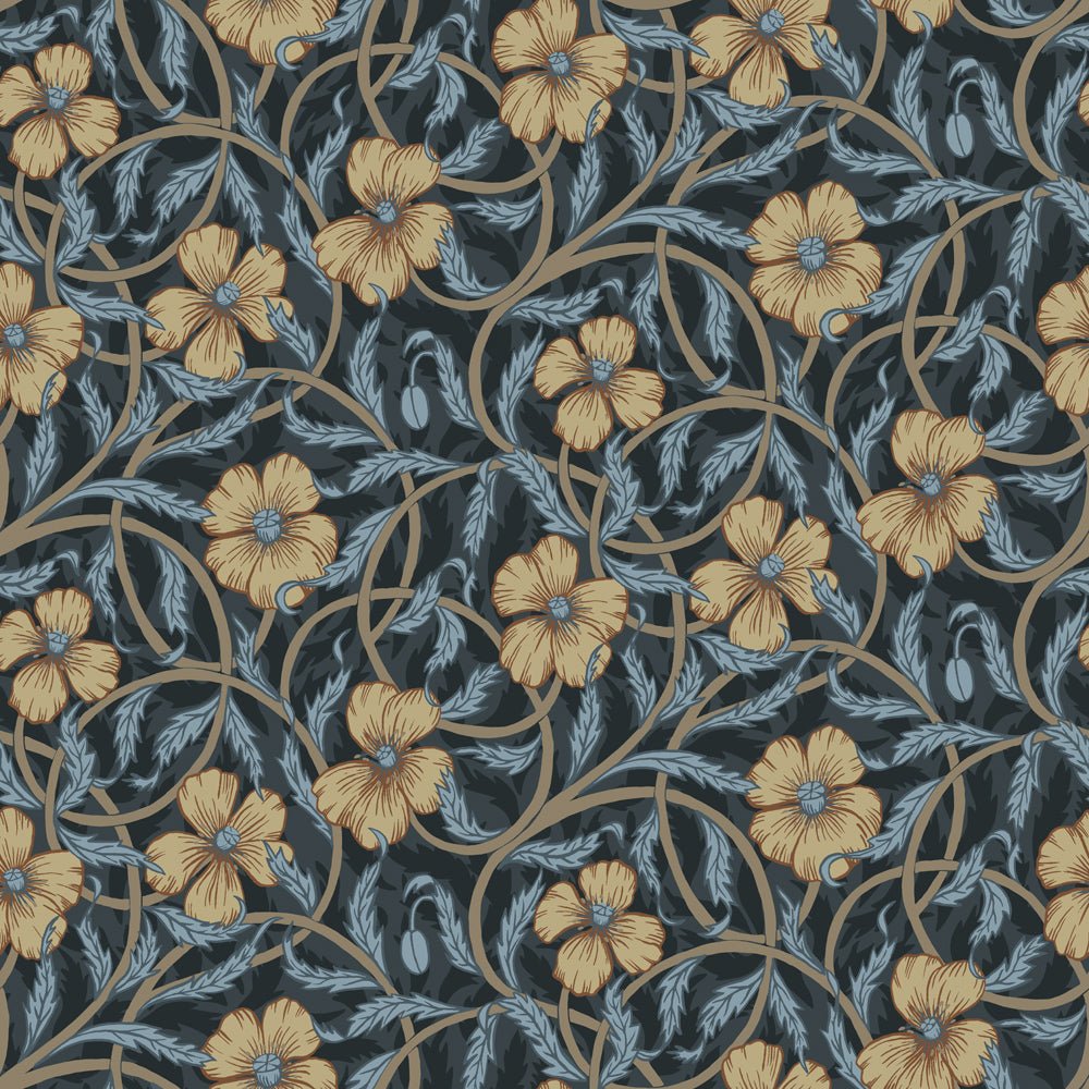 Poppy Wallpaper - Dark Blue - Midbec - 28029 - Premier Wallcovering