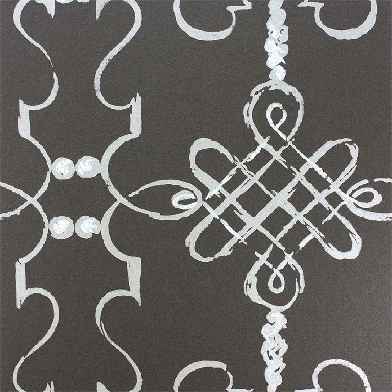 Portavo Wallpaper - Chocolate/Silver - Nina Campbell - NCW4308-01 - Premier Wallcovering